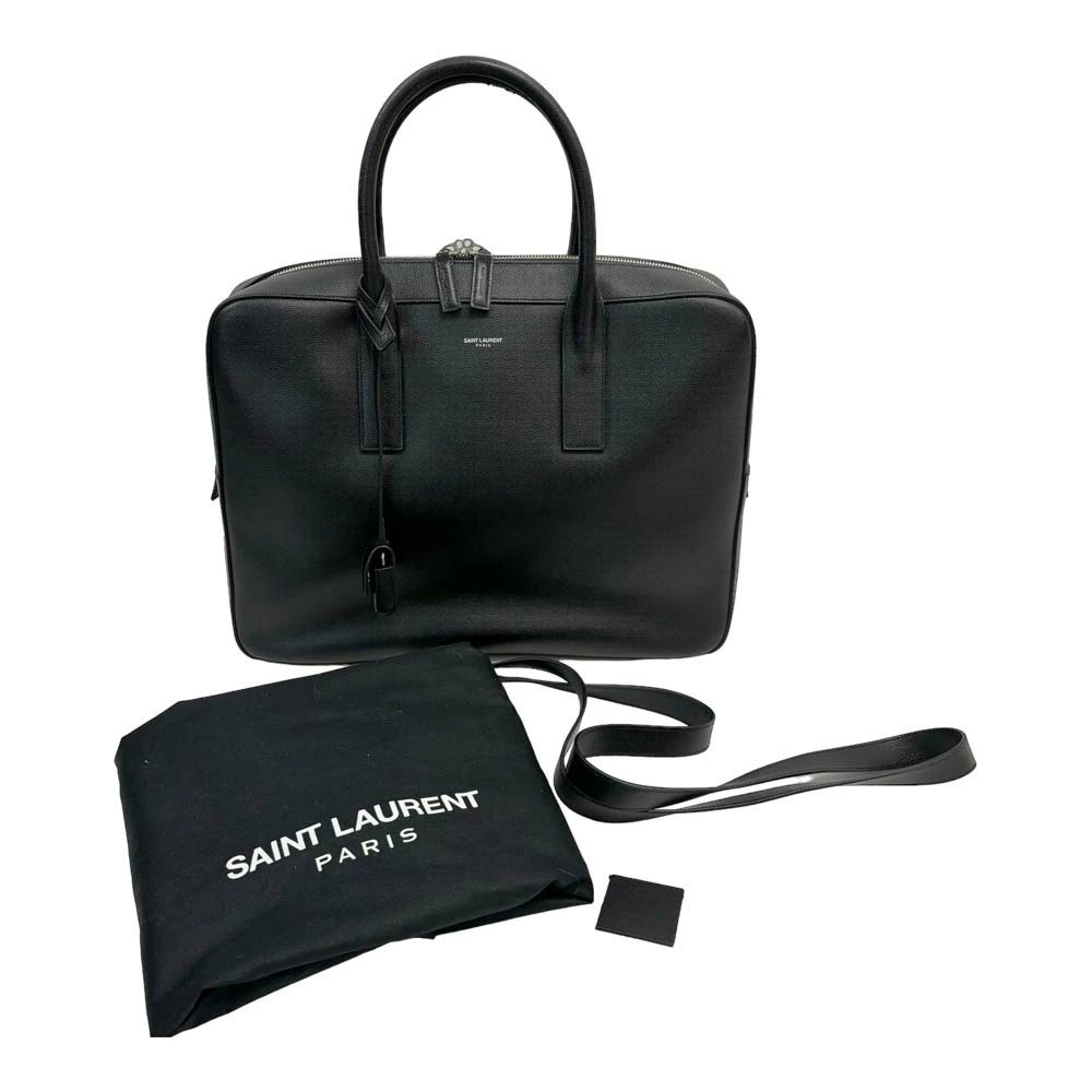 Saint Laurent Business Bag Leather Black Shoulder Handbag - Picture 2 of 10